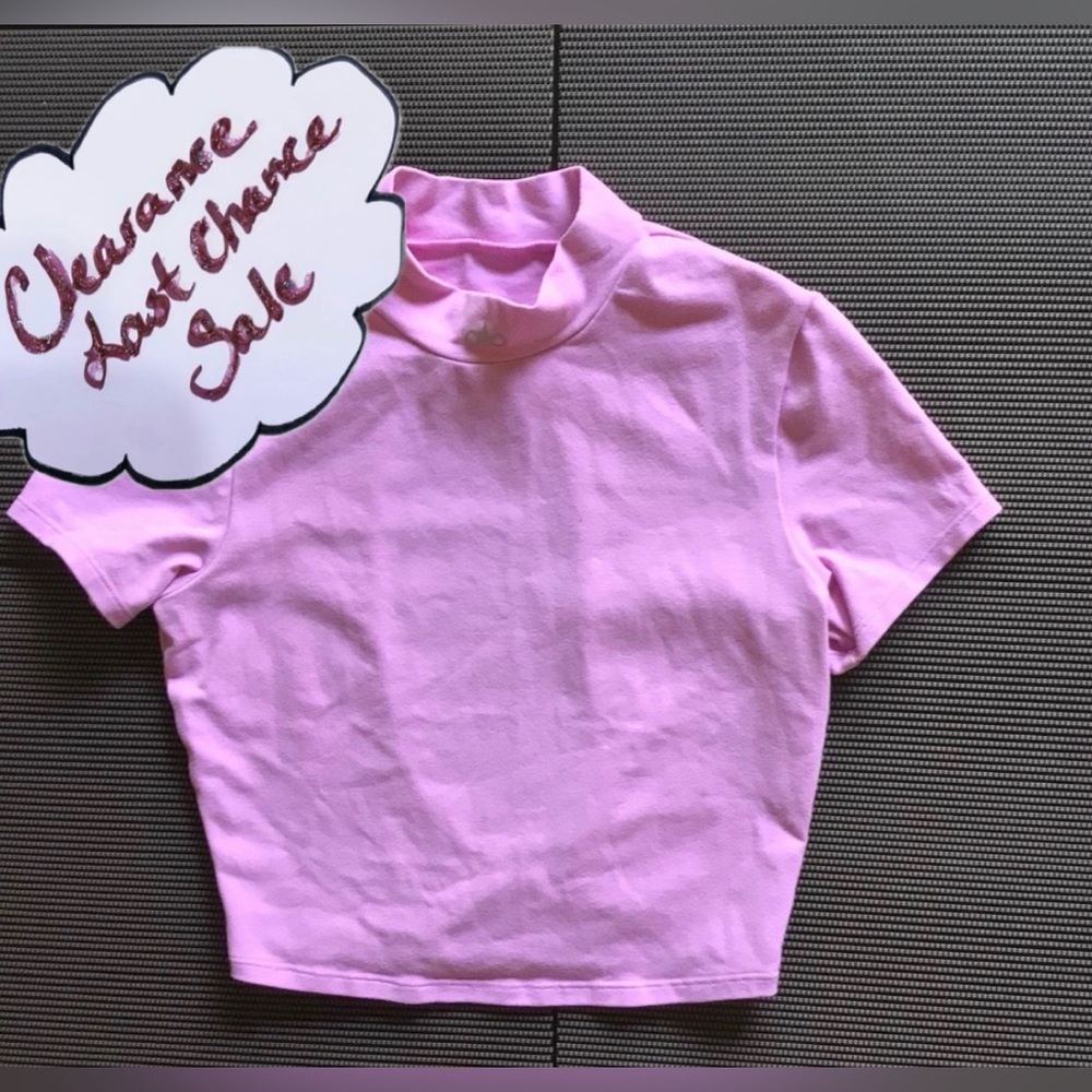 ALO Yoga XS Pink Short Sleeve Open Back Crop Top